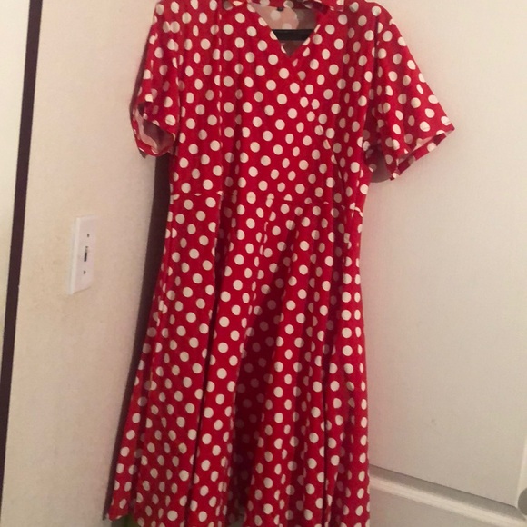 Red Polka Dot Reto 50's Rockabilly Dress - Picture 1 of 6